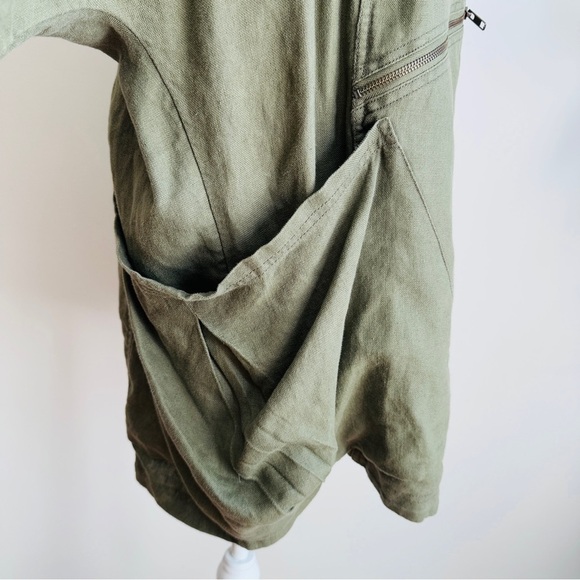 H&M double zipper linen baggy 3/4 sleeve Lagenlook parka - Picture 10 of 12